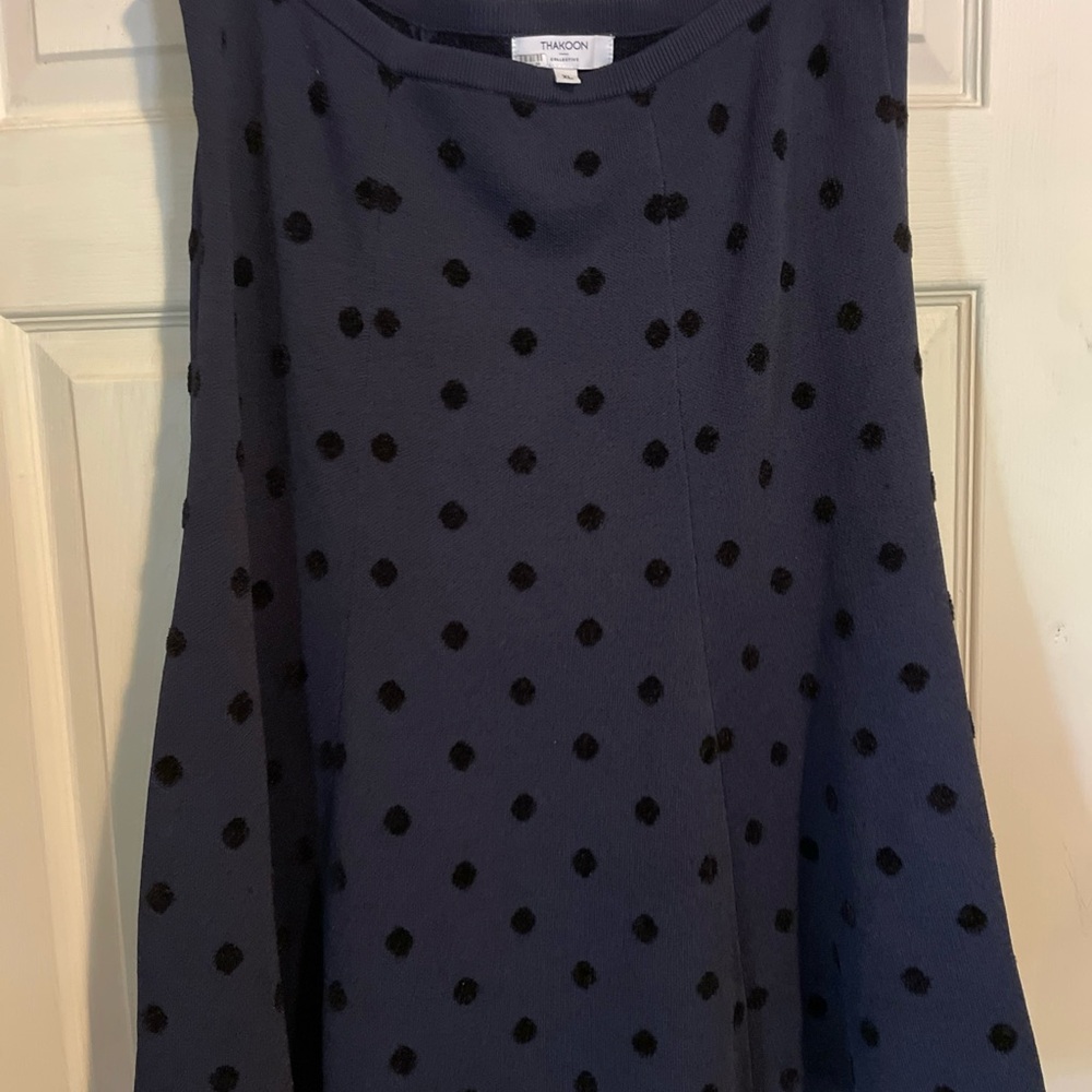Thakoon Dark Blue Skirt with Black Dots